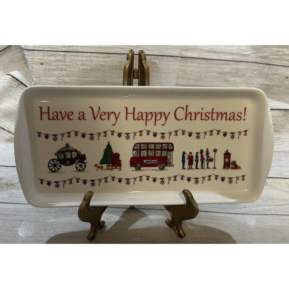 New Milly Green Long Tray British London Have A Very Happy Christmas 5 x 11
